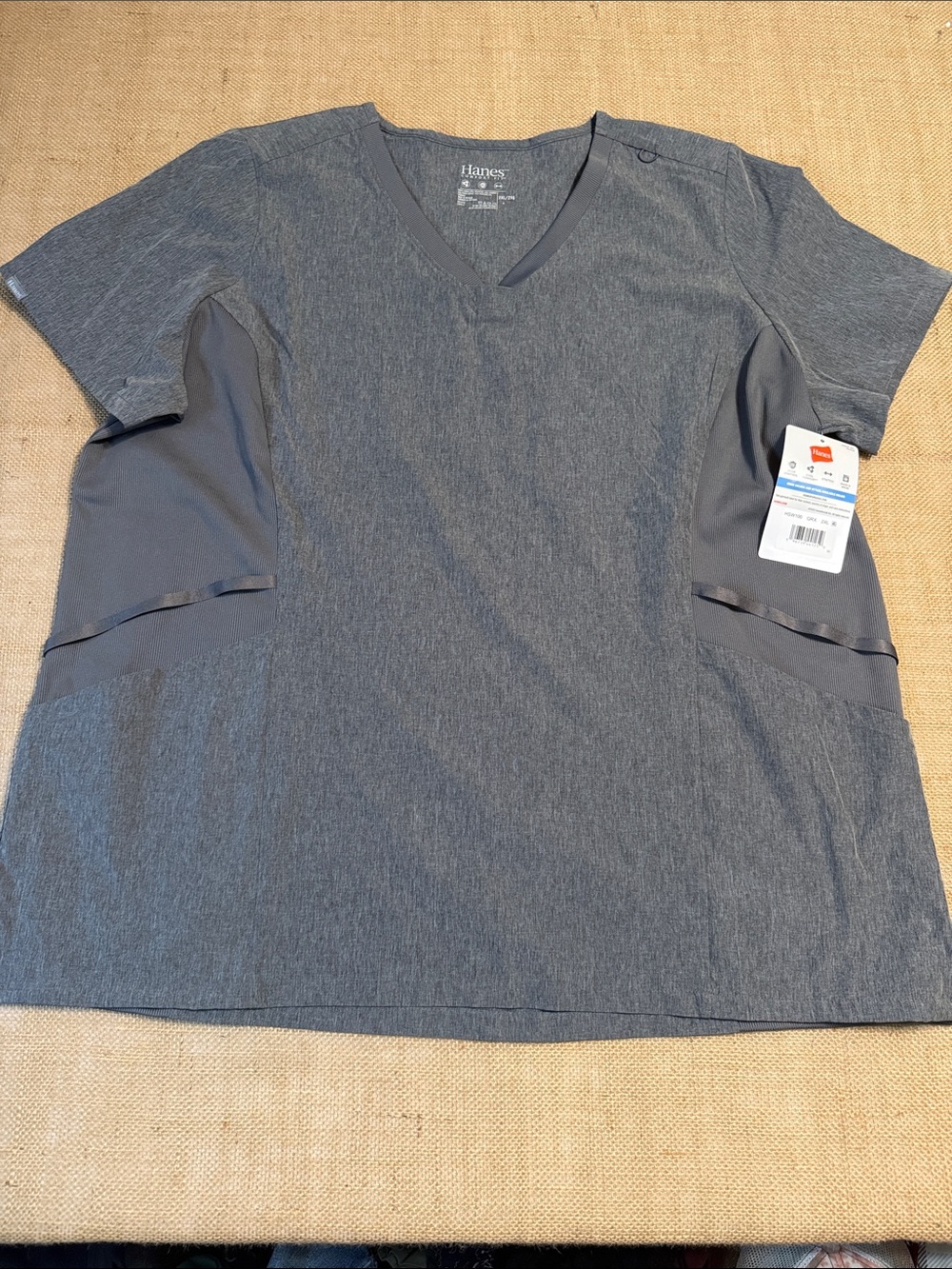 Hanes Dark Gray V-Neck Scrub Top